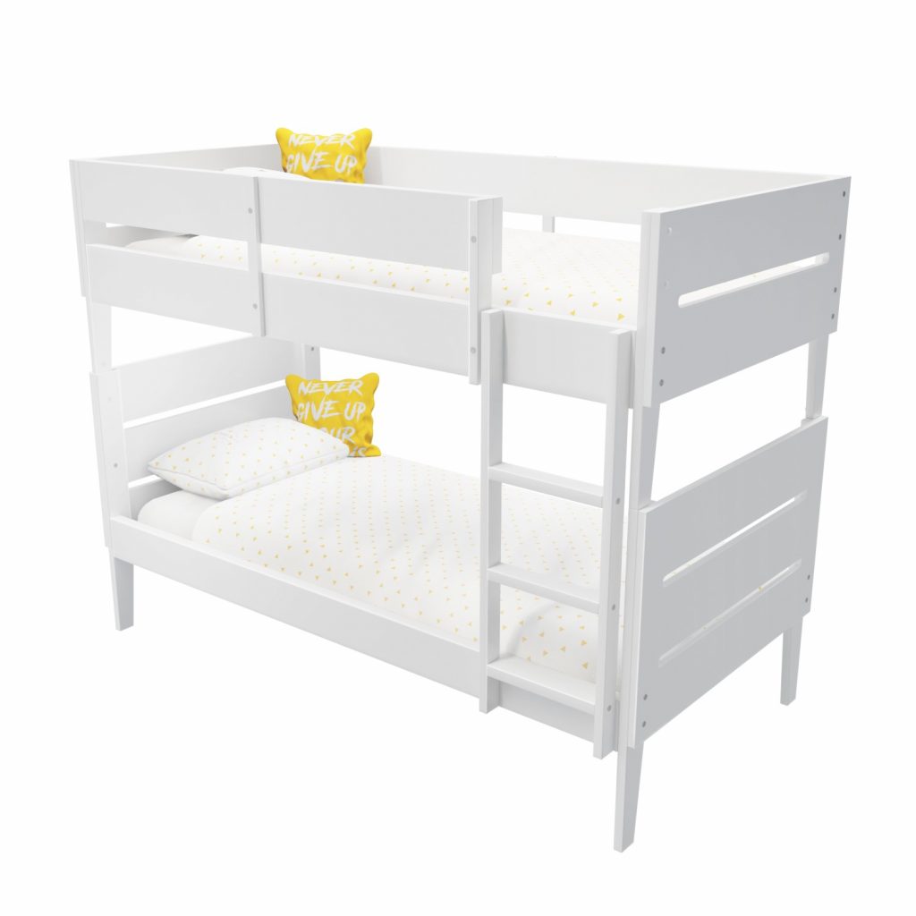 3ft Kids Wooden Bunk Bed in White All On Tick
